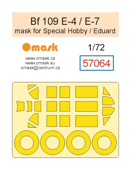 57064 1/72 Bf 109 E-4 / E-7 mask (for Special Hobby/Eduard)