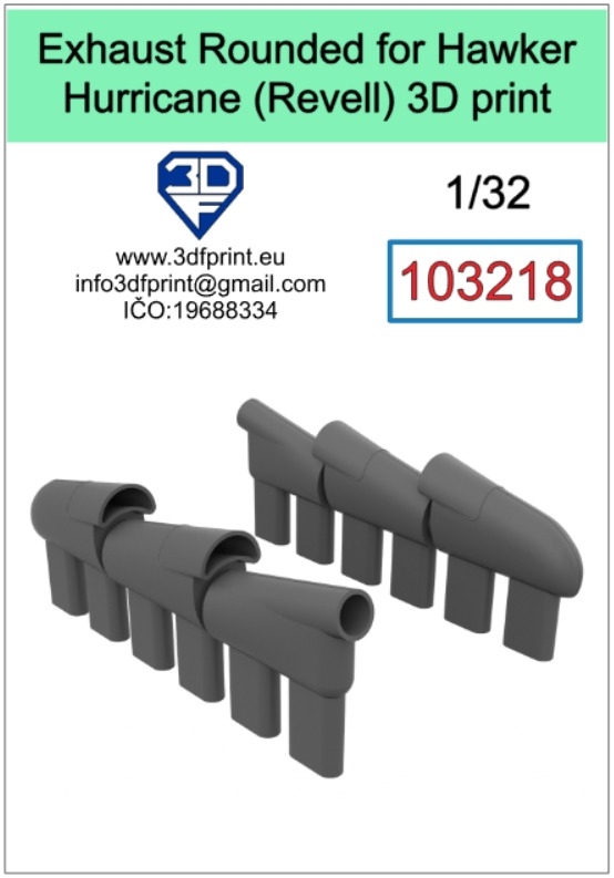 103218 1/32 Exhaust for Hurricane Mk.II Rounded