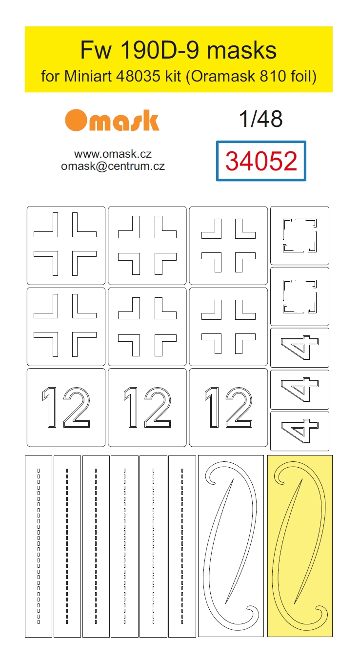 34052 1/48 Fw 190D-9 mask (for Miniart 48035)