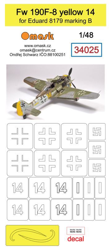 34025 1/48 Fw 190F-8 (yellow 14) for Eduard 8179 marking B