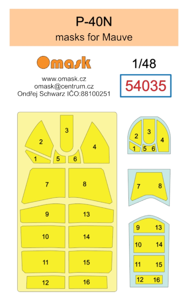 54035 1/48 P-40N mask (for Mauve)