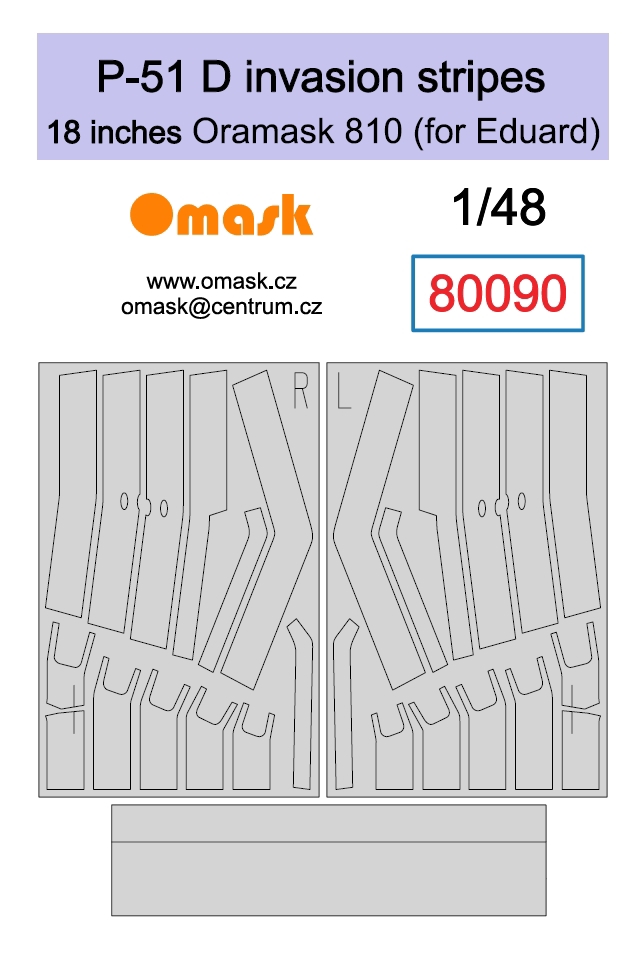 80090 1/48 P-51 D invasion stripes 18 inches - Oramask (for Eduard)