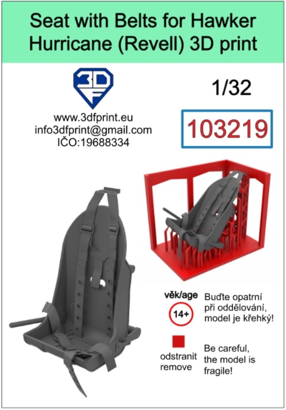 103219 1/32 Seat for Hurricane Mk.II