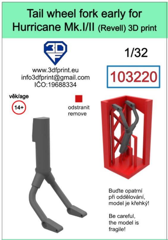 103220 1/32 tail wheel fork early for Hurricane Mk.I/II