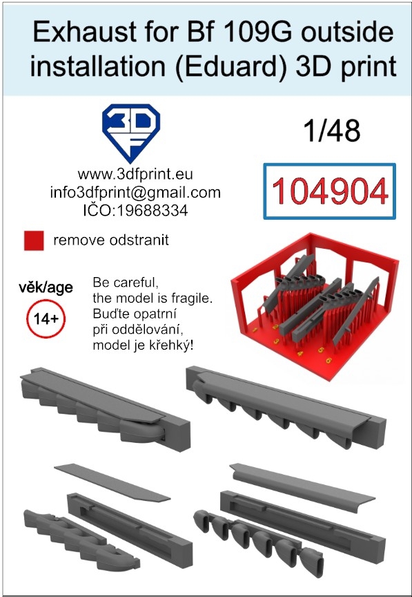 104904 1/48 exhaust for Bf 109G (Eduard) outside installation