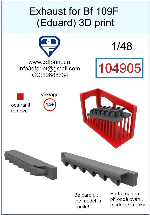 104905 1/48 exhaust for Bf 109F (Eduard)