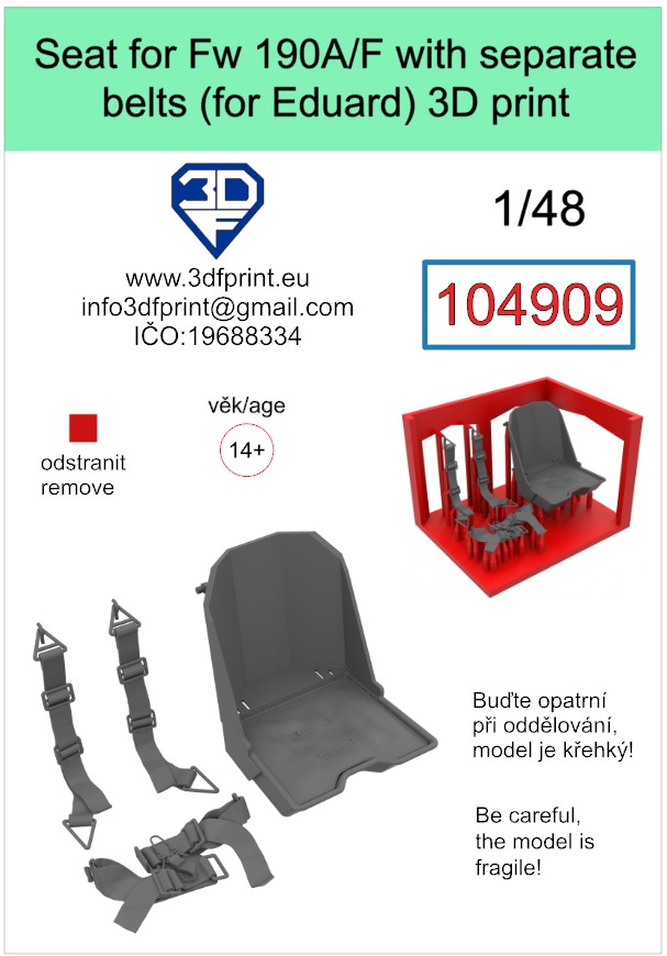 104909 1/48 Seat for Fw 190A/F with separate belts