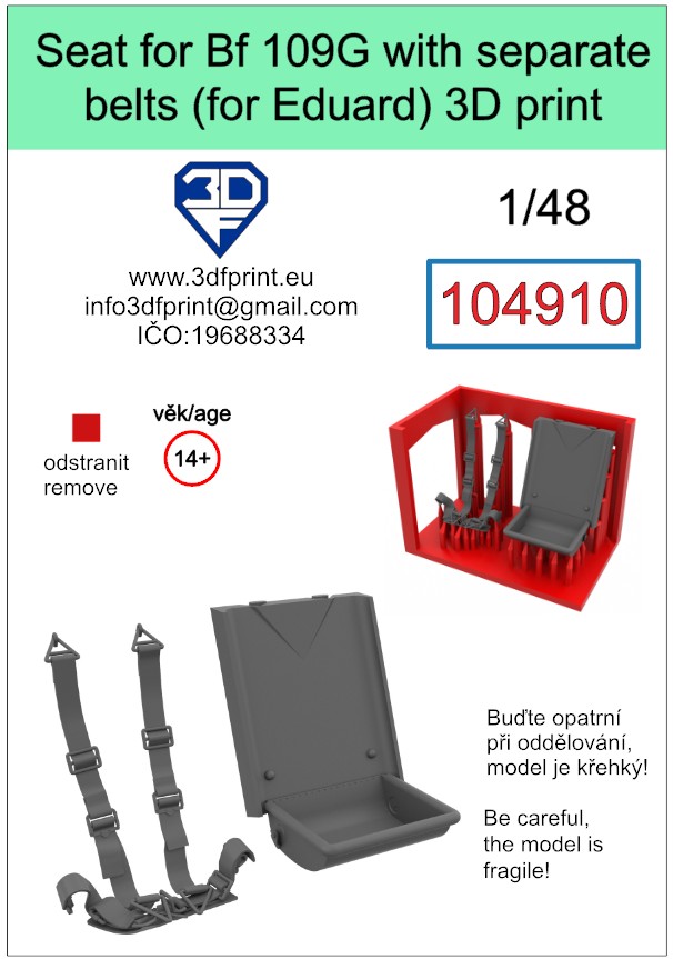 104910 1/48 Seat for Bf 109G with separate belts (Eduard)