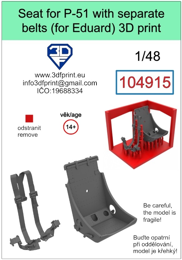 104915 1/48 seat for P-51 sith separate belts (Eduard) variant 1
