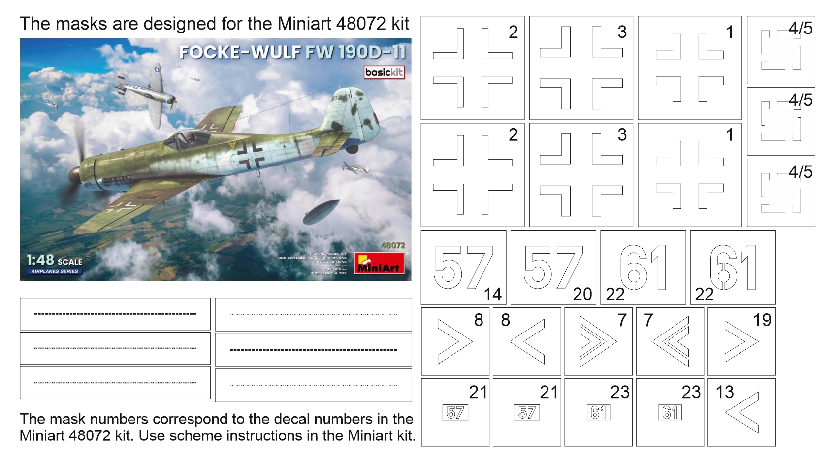 34050 1/48 Fw 190D-11 mask (for Miniart 48072)