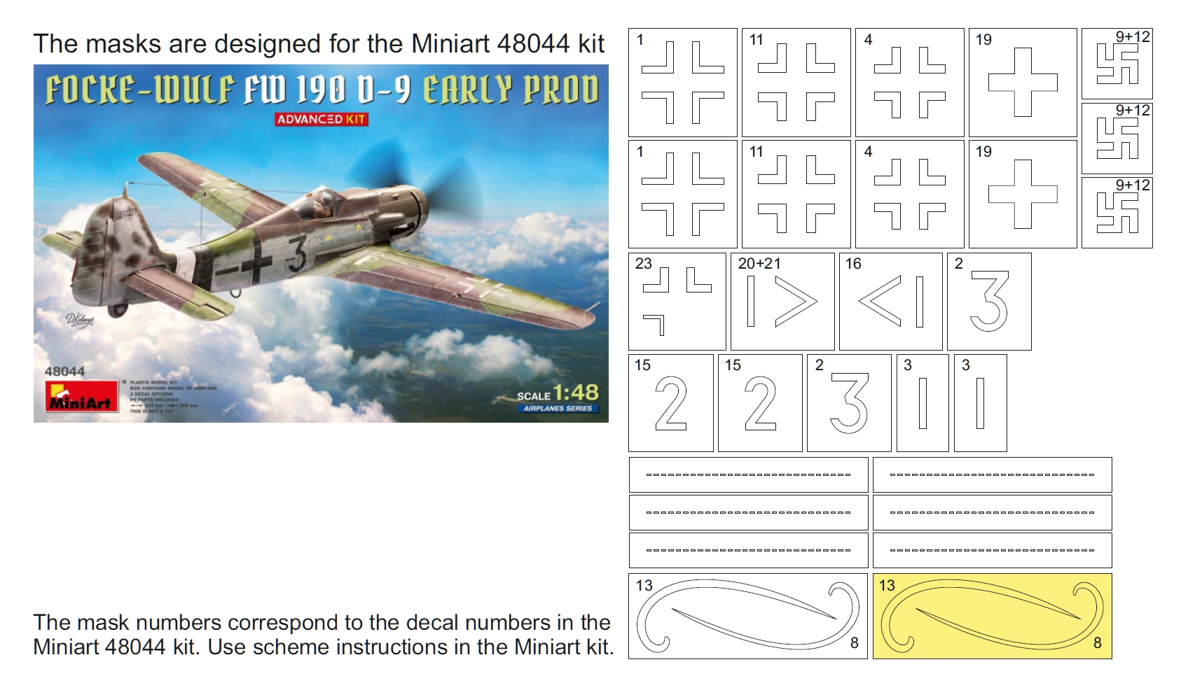 34051 1/48 Fw 190D-9 mask (for Miniart 48044)