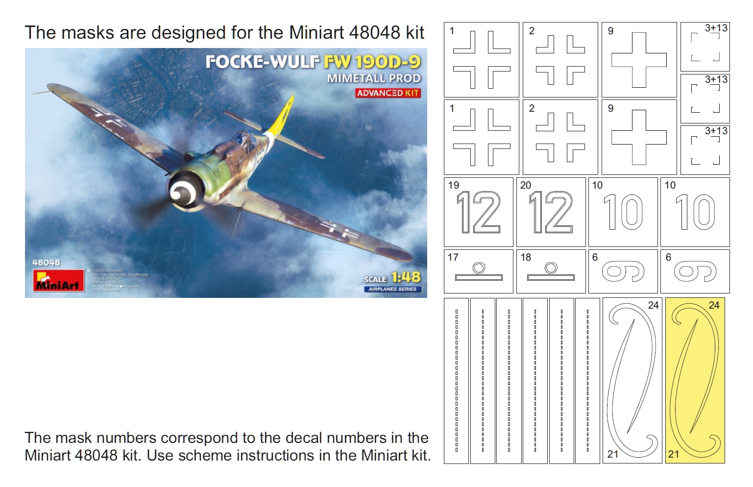 34053 1/48 Fw 190D-9 mask (for Miniart 48048)