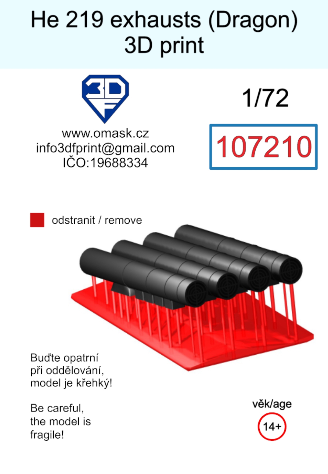 107210 1/72 He 219 exhausts (Dragon) 3D print