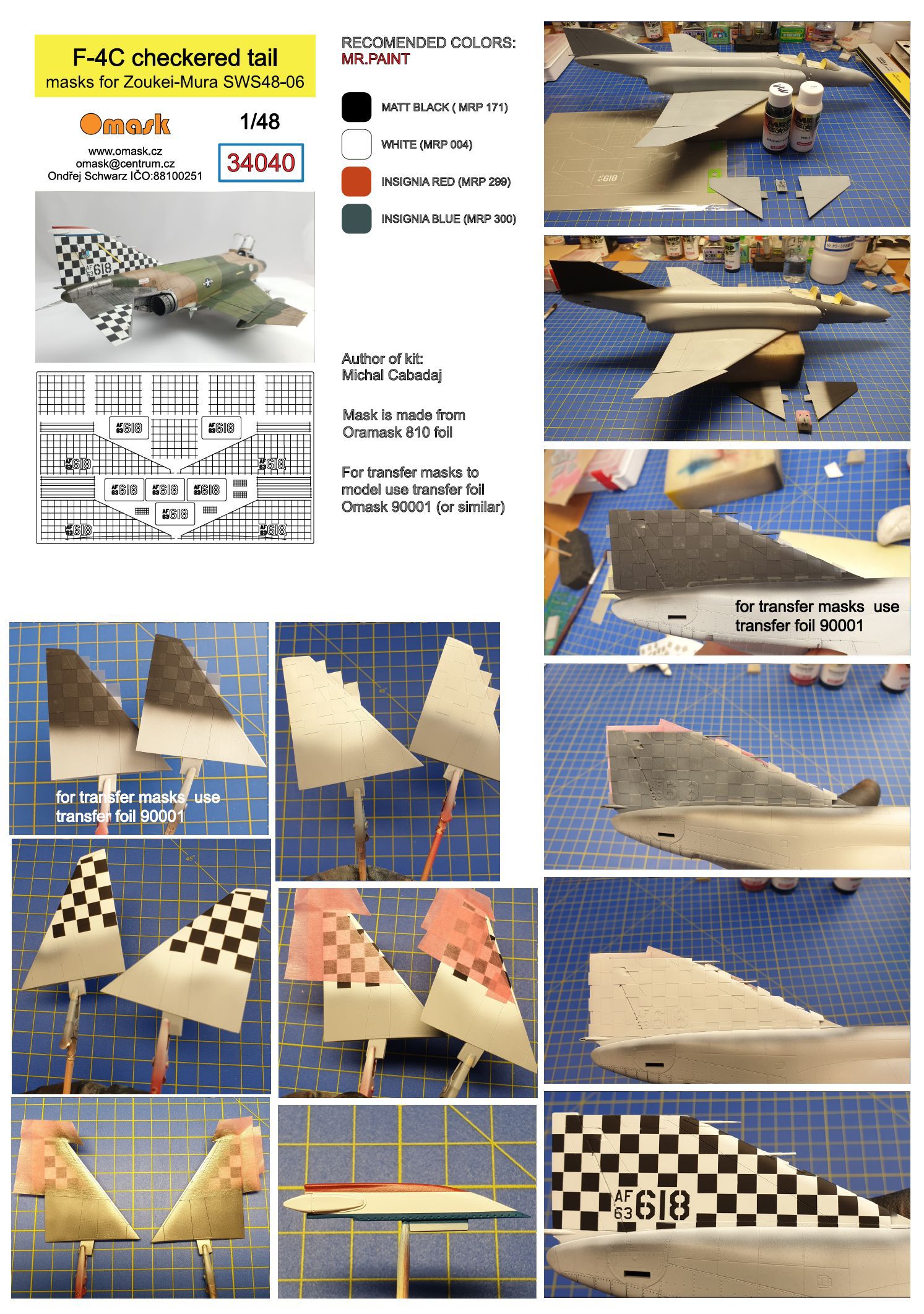 34040 1/48 F-4C checkered tail masks for Zoukei-Mura SWS48-06