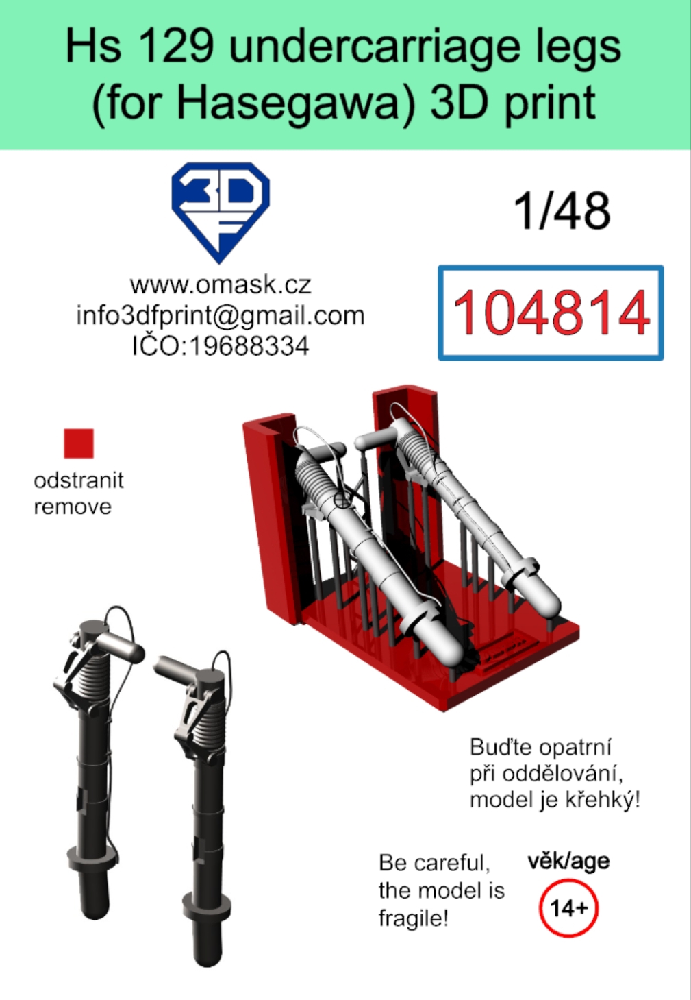 104814 1/48 Hs 129 undercarriage legs (for Hasegawa/Hobby 2000) 3D print