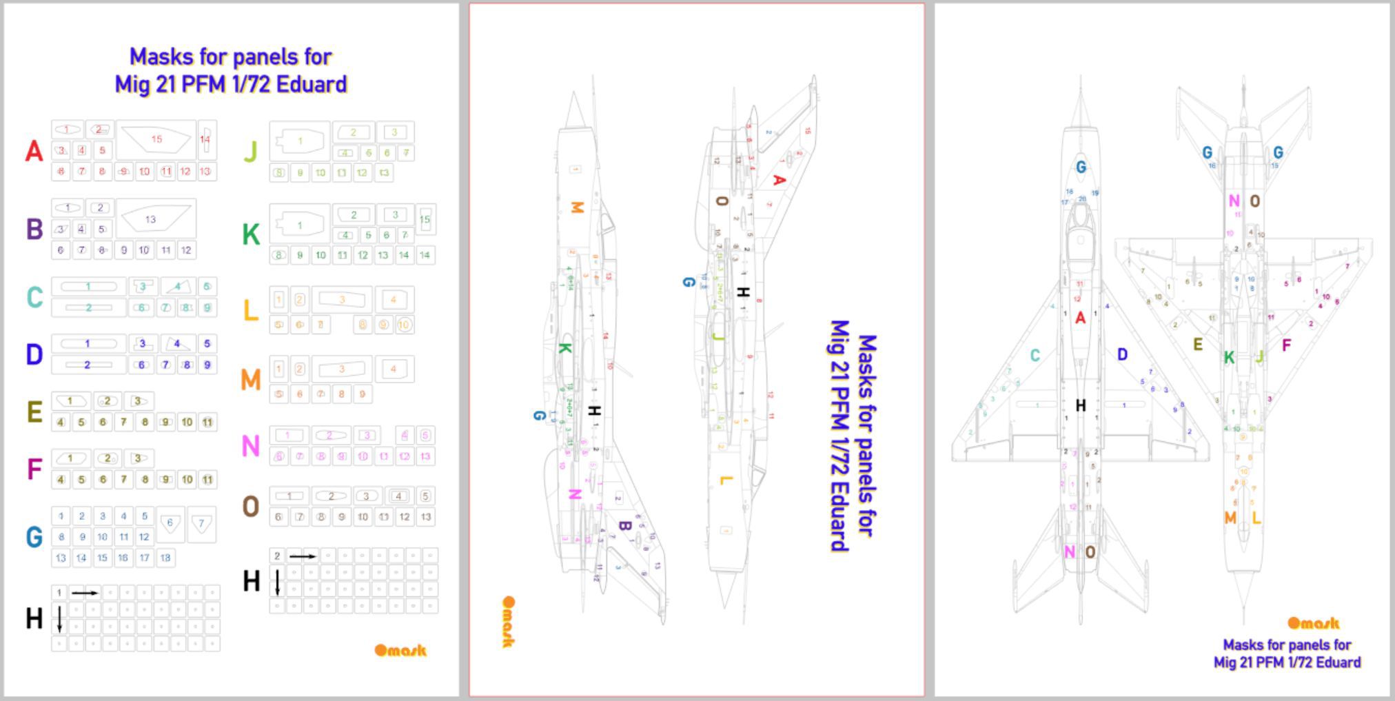 17010 1/72 Mig-21 PFM masks for panels (Eduard)