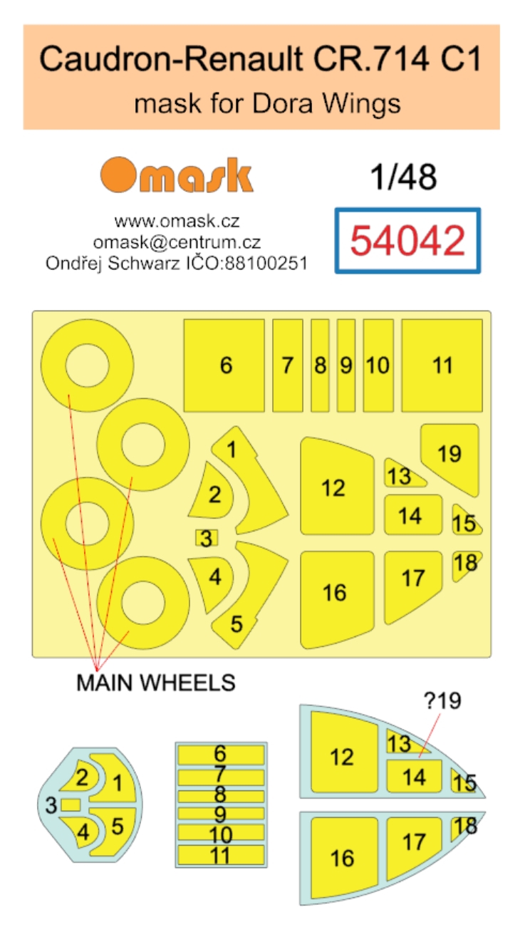 54042 1/48 Caudron-Renault CR.714 mask C1 (for Dora Wings)