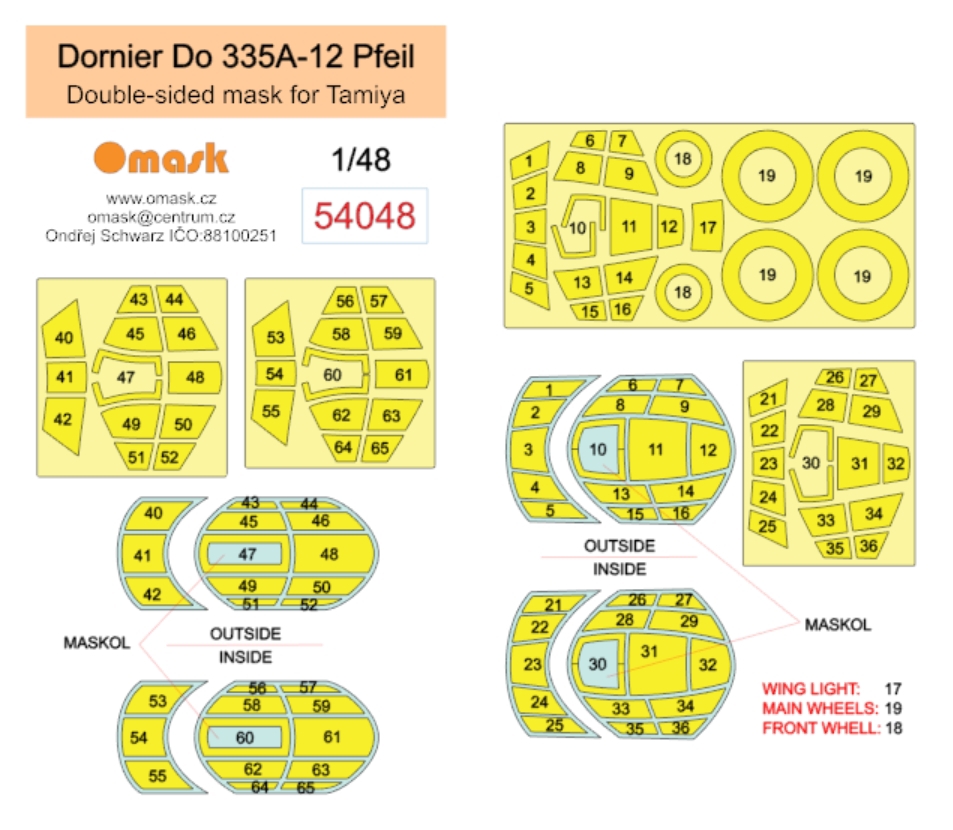 54048 1/48 Dornier Do 335A-12 Pfeil double-sided mask (for Tamiya)