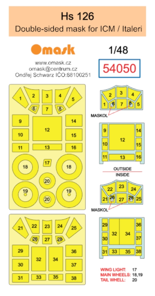 54050 1/48 Hs 126 double-sided mask (for ICM / Italeri)