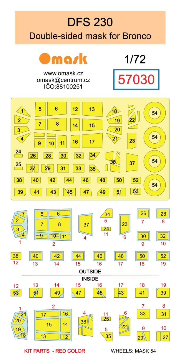 57030 1/72 DFS 230 double-sided mask (for Bronco)
