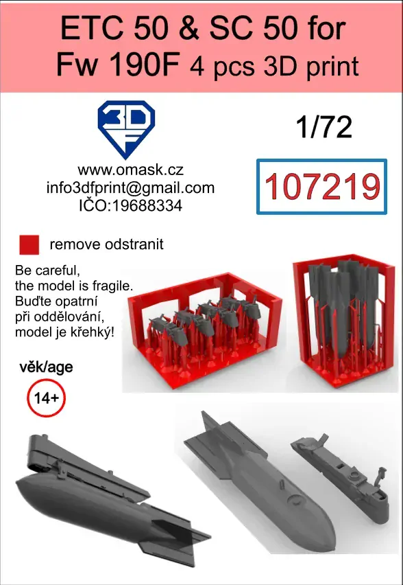 107219 1/72 ETC50 + SC50 for Fw190F (4 pcs)