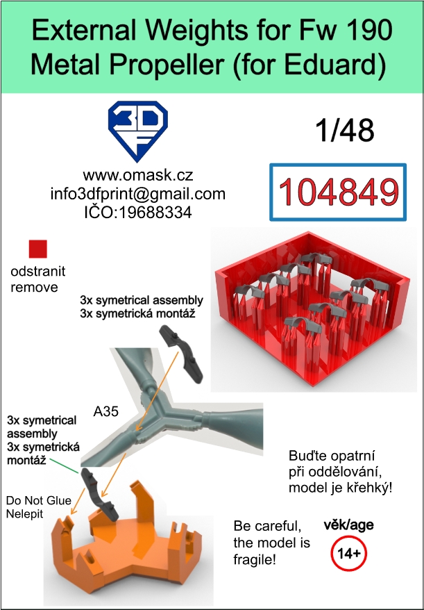 104849 1/48 External weights for Fw 190 metal propeller
