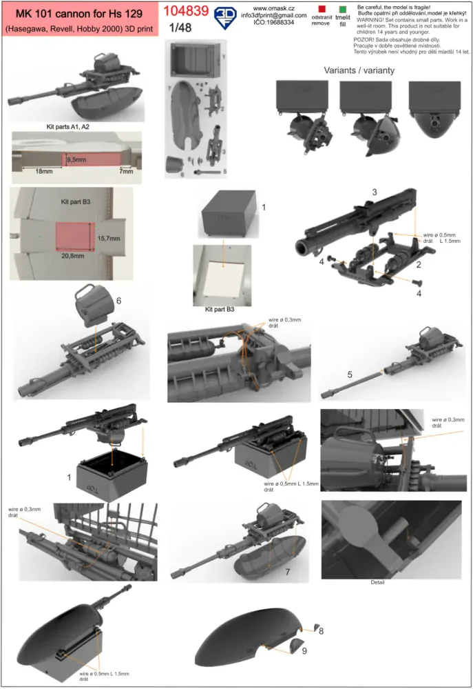 104841 1/48 MK 101 cannon for Hs 129