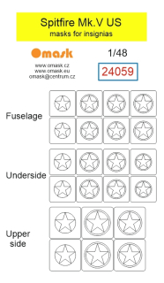 24059 1/48 Spitfire Mk.V US masks for insignias