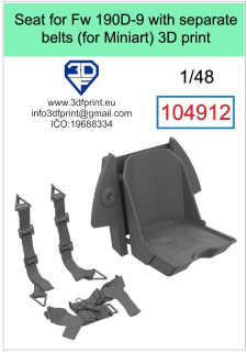 104912 1/48 Seat for Fw 190D-9 with separate belts (Miniart)