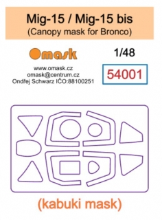 54001 1/48 Mig-15 / Mig-15 bis canopy mask (Bronco)