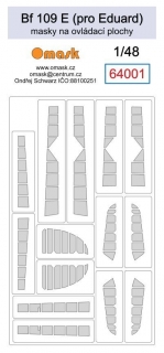 64001 1/48 Bf 109E masks for control surfaces (for Eduard)