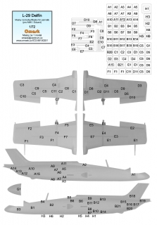 17007 1/72 L-29 Delfín masks for panels (for AMK/Eduard)