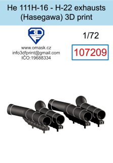 107209 1/72 He 111H-16 - H-22 exhausts (Hasegawa) 3D print