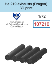 107210 1/72 He 219 exhausts (Dragon) 3D print