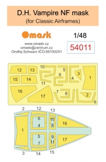 54011 1/48 D.H. Vampire mask (for Classic Airframes)