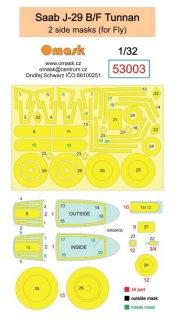 53003 1/32 Saab J-29 B/F Tunnan 2 side masks (for Fly)