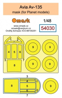 54030 1/48 Avia Av-135 mask (for Planet models)