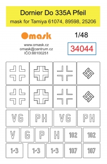 34044 1/48 Dornier Do 335A Pfeil mask (for Tamiya 31074, 89598, 25206)