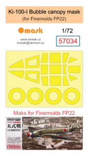 57034 1/72 Ki-100-I Bubble canopy mask (for Finemolds FP22)