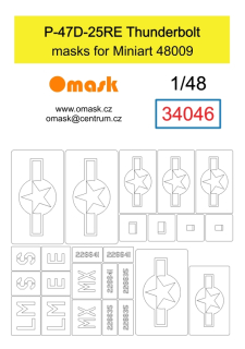 34046 1/48 P-47D-25RE Thunderbold masks (for Miniart 48009)