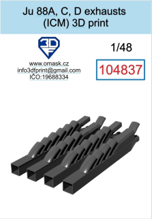 104837 1/48 Ju 88 A/C/D exhaust 3D print (for ICM)