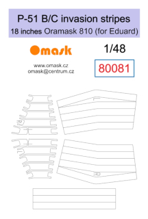 80081 1/48 P-51 B/C invasion stripes 18 inches - Oramask (for Eduard)